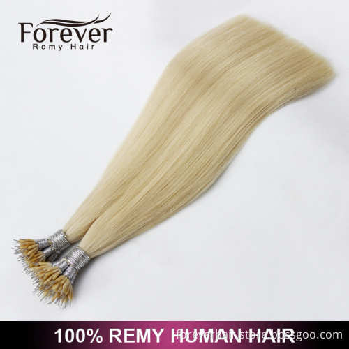 Forever professional christmas hair extension premium 100 human remy russian nano ring wholesale hair extension